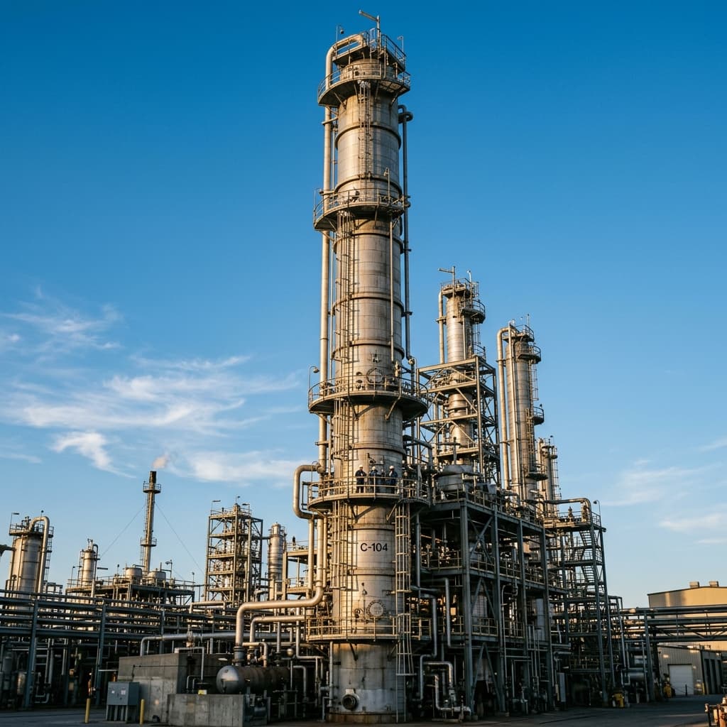 Refinery fractioning towers